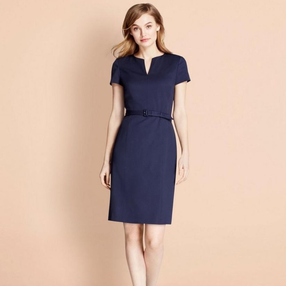 Brooks Brothers - Stretch Wool Sheath Dress - Navy - Size 0 - Worn Once